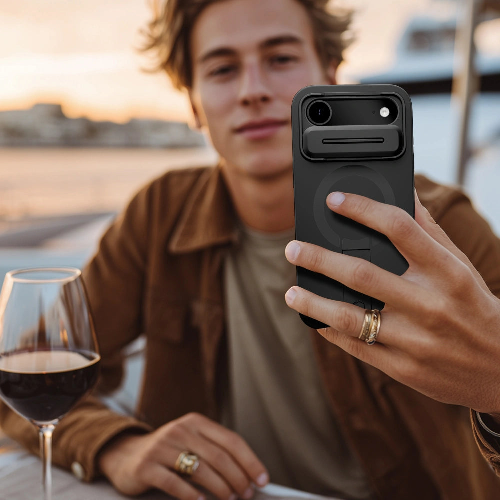 Tech-Protect iPhone Air - Kevlar Aura MagSafe - Σκληρή Θήκη με Ανοιγόμενο Κάλυμμα Κάμερας και Stand - Black