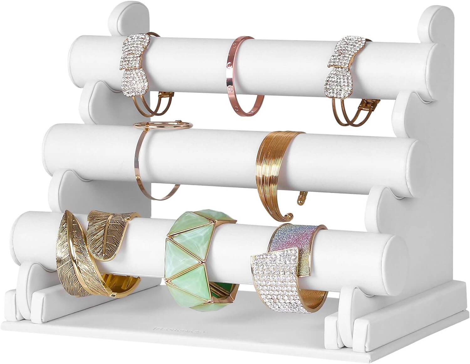 Songmics Βάση από Συνθετικό Δέρμα με 3 Μπάρες για Βραχιόλια και Ρολόγια - White - JDS101