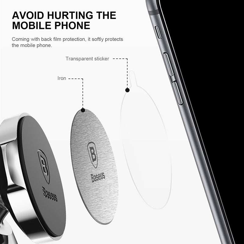 Baseus Magnet Iron Suit - Μεταλλικές Πλακέτες με Αυτοκόλλητο για Μαγνητικές Βάσεις Αυτοκινήτου - Silver - ACDR-A0S