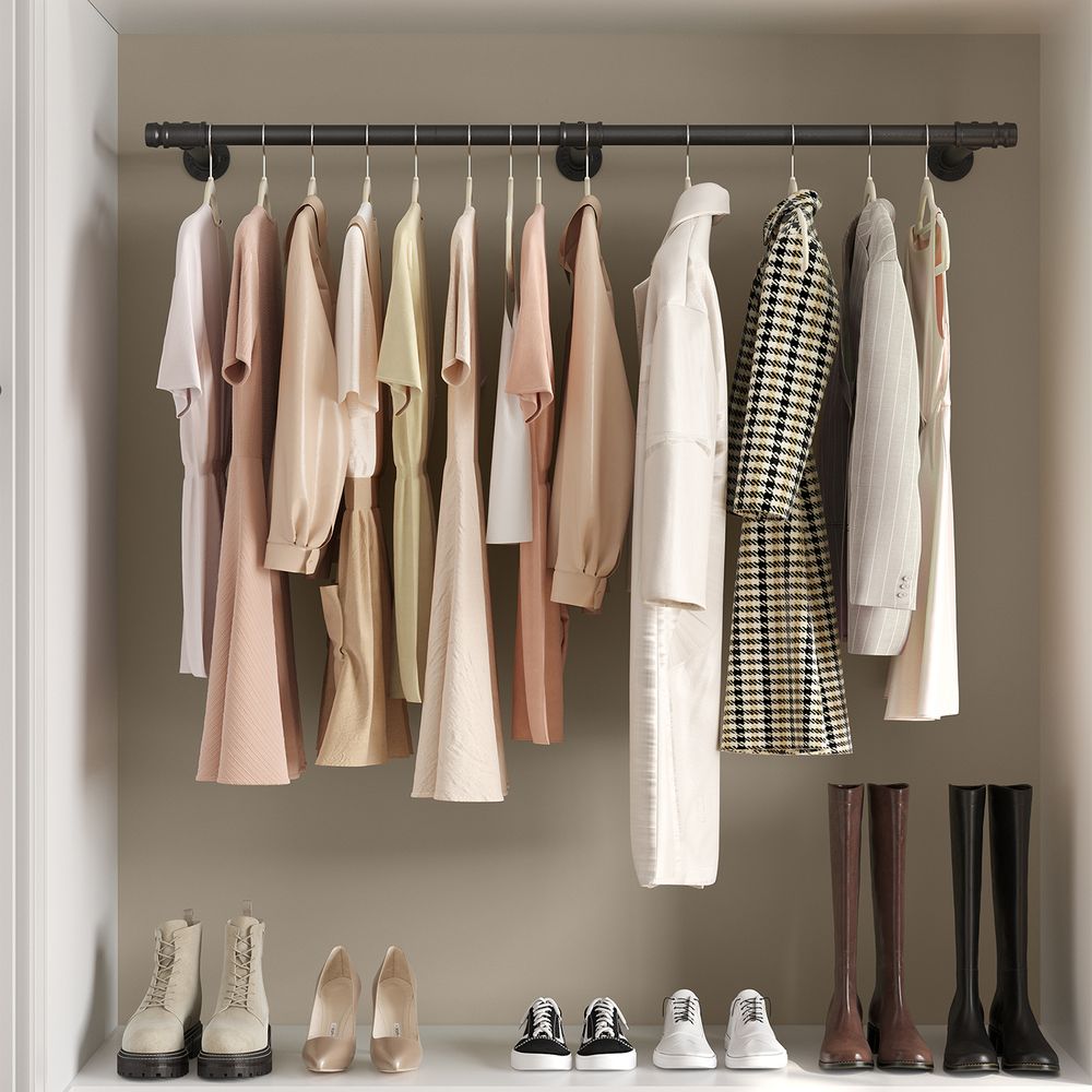 Songmics Επιτοίχια Μεταλλική Ράγα Ρούχων - Black - HSR104B01