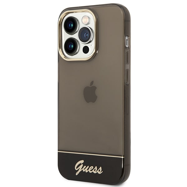 Guess iPhone 14 Pro Max Translucent Σκληρή Θήκη με Πλαίσιο Σιλικόνης - Black / Ημιδιάφανη - GUHCP14XHGCOK