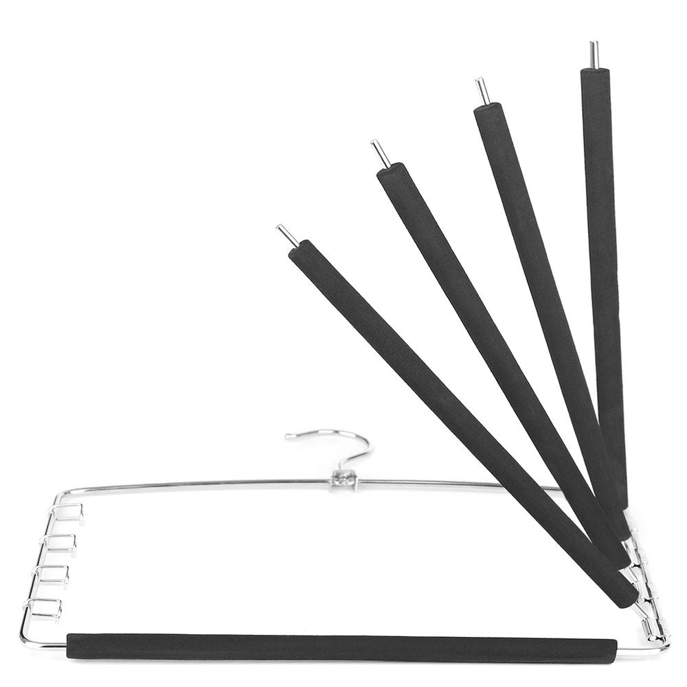 Songmics Σετ με 3 Πολυλειτουργικές Κρεμάστρες Παντελονιών 5 Θέσεων - Silver / Black -CRI041BK