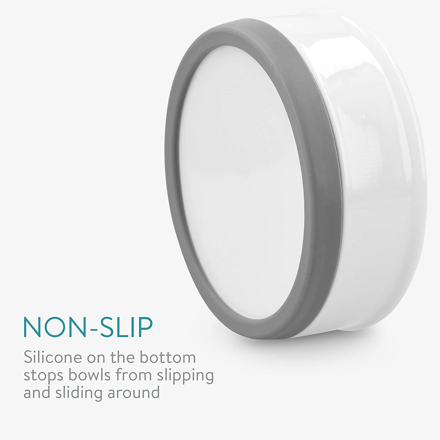 Navaris Σετ με 2 Μπολ Φαγητού και Νερού 400ml με Βάση από Σιλικόνη για Κατοικίδια - White - 48520.02.22