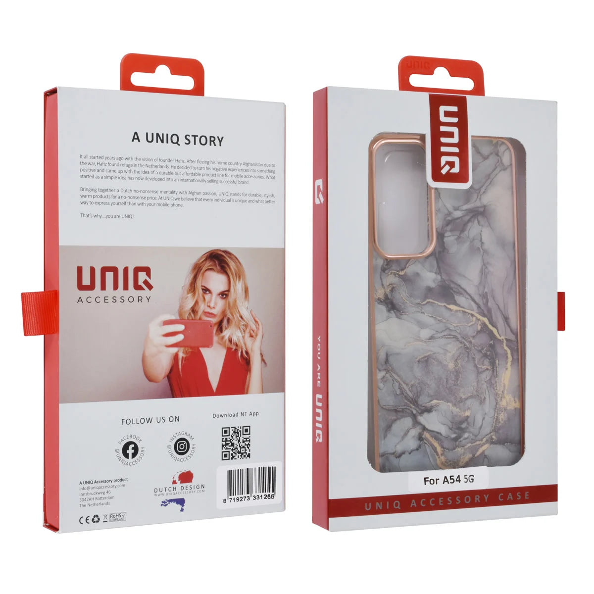 Tuniq Samsung Galaxy A54 5G - Σκληρή Θήκη με Πλαίσιο Σιλικόνης - Σχέδιο Μάρμαρο - Σκούρο Γκρί