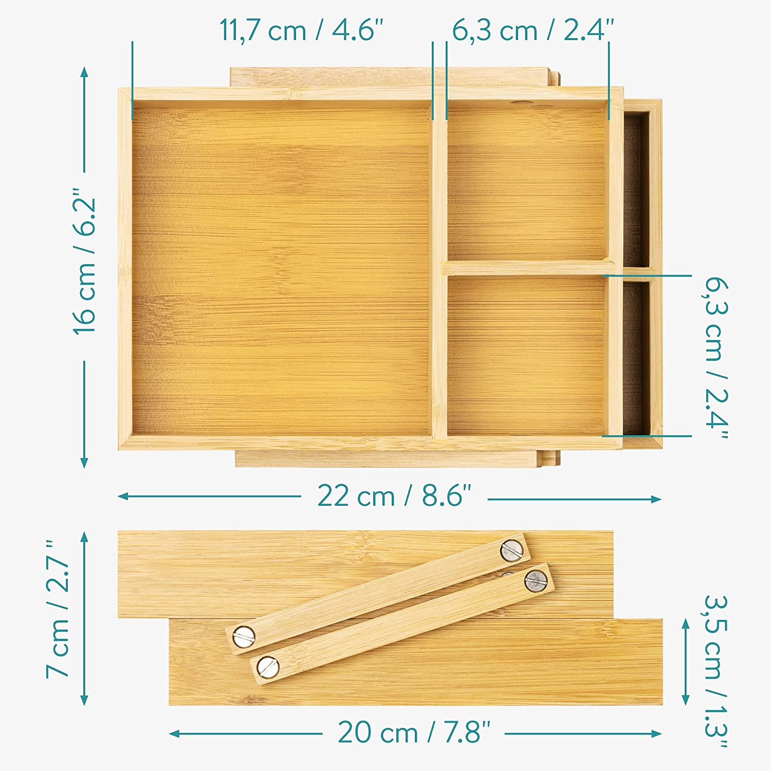 Navaris Κουτί Αποθήκευσης 2 Επιπέδων από Μπαμπού - Brown - 58102.01