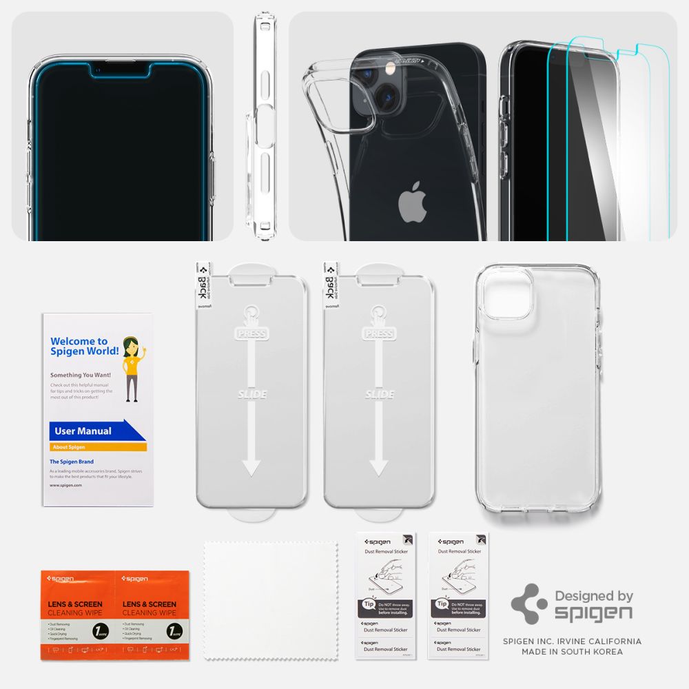 Spigen iPhone 14 Plus / iPhone 15 Plus Crystal Pack Θήκη Σιλικόνης με Προστασία Οθόνης - Crystal Clear