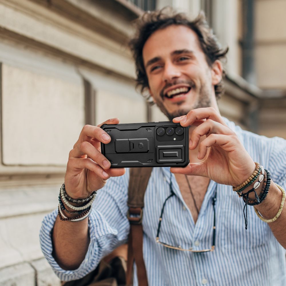 Tech-Protect Samsung Galaxy S25 Kevlar Cam+ Θήκη 360 Full Body με Προστασία για την Οθόνη και την Κάμερα και Stand - Black