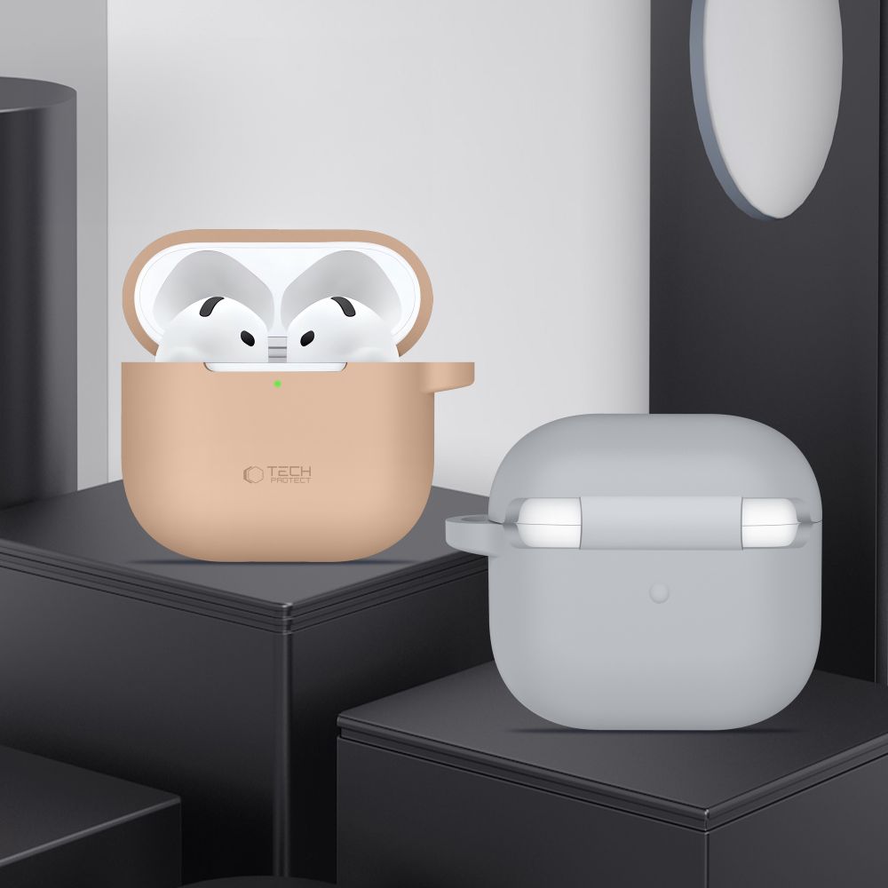 Tech-Protect AirPods 4 Θήκη Σιλικόνης - Silicone Hook - Crayon Grey