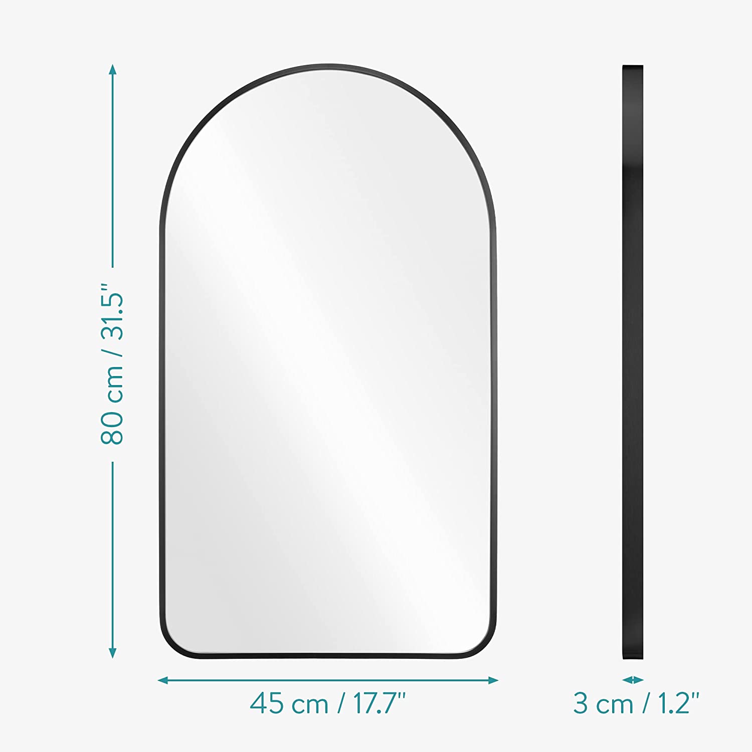 Navaris Τοξοτός Καθρέπτης Τοίχου - 45 x 80 cm - Black - 55894.01