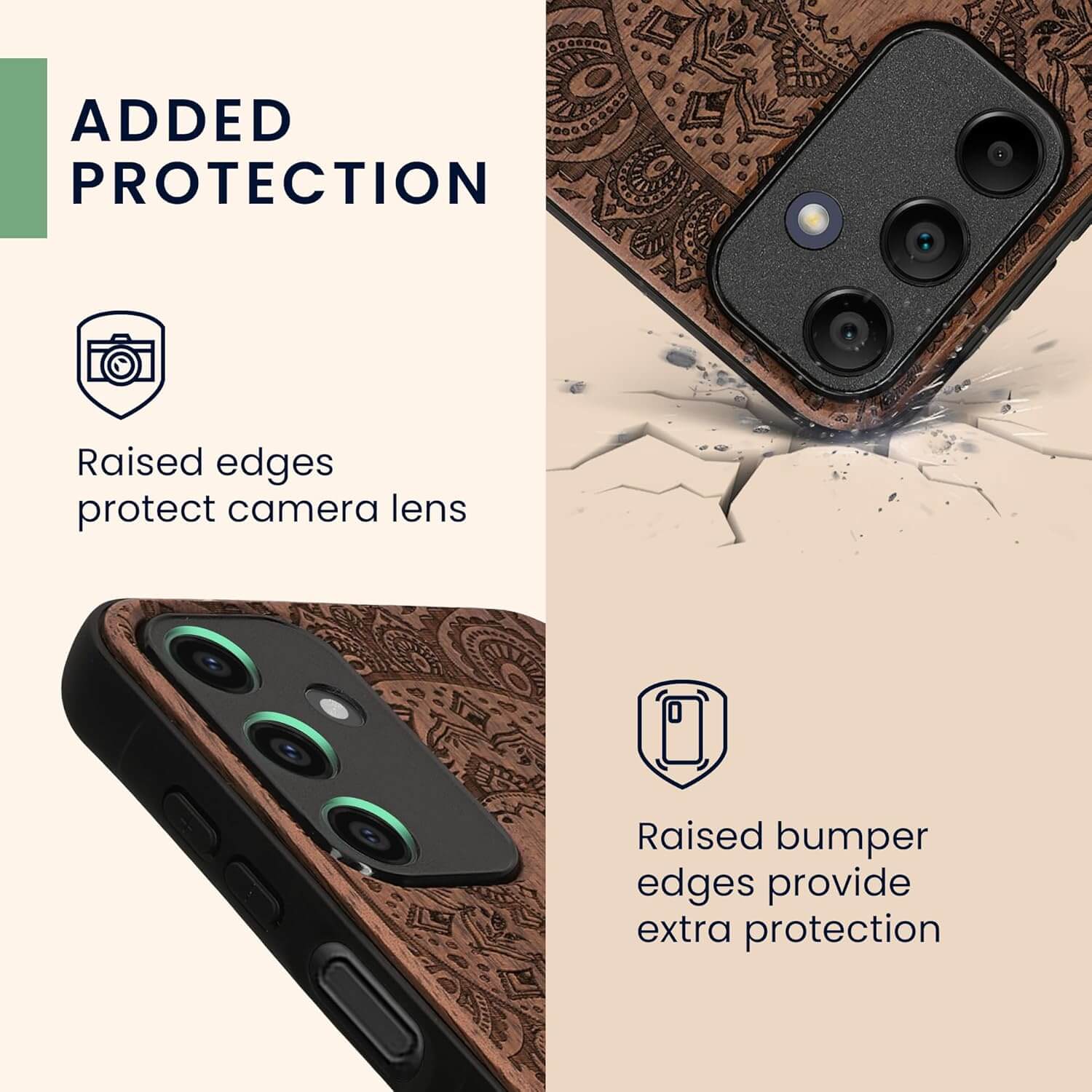 KW Samsung Galaxy A15 4G / A15 5G Θήκη από Φυσικό Ξύλο - Design Indian Sun - Dark Brown