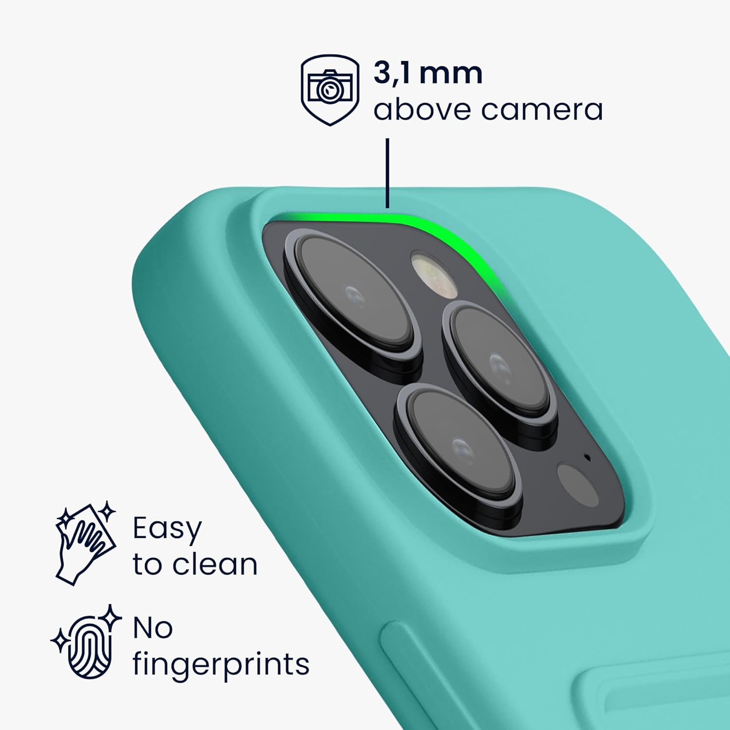 KW iPhone 15 Pro Max Θήκη Σιλικόνης TPU με Υποδοχή για Κάρτα - Mint Green