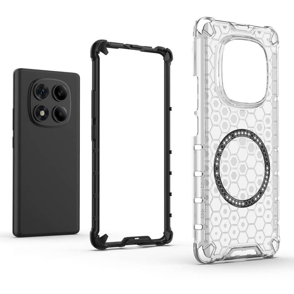 Techsuit Xiaomi Redmi Note 14 Pro 4G Honeycomb Shield MagSafe Σκληρή Θήκη με Πλαίσιο Σιλικόνης - White