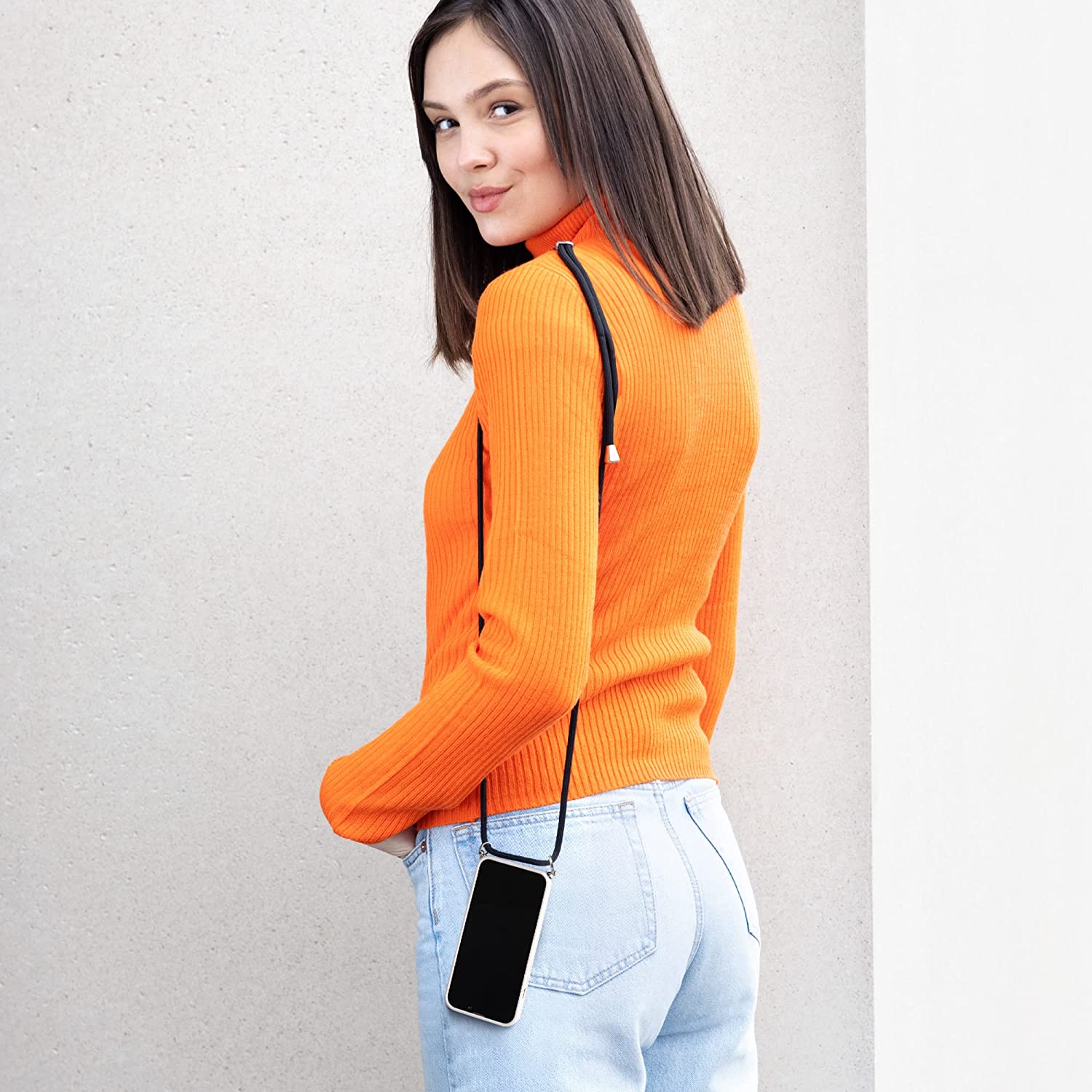 Kalibri iPhone 13 Pro Θήκη Σιλικόνης TPU με Λουράκι - Design Colourful Leaves - Blue / Deep Rusty Rose / Cream - 58554.01