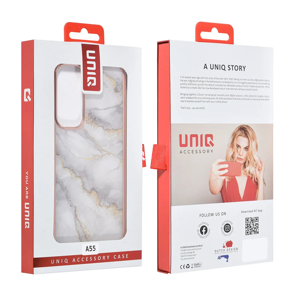 Tuniq Samsung Galaxy A55 5G - Σκληρή Θήκη με Πλαίσιο Σιλικόνης - Σχέδιο Μάρμαρο - Γκρί