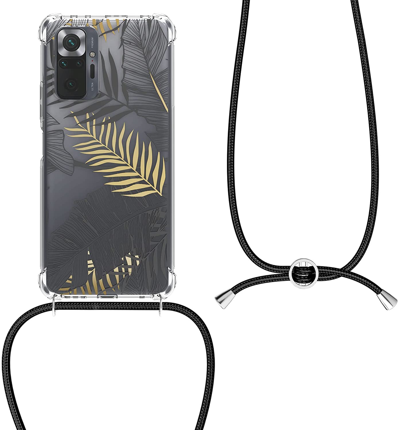 KW Xiaomi Redmi Note 10 Pro Θήκη Σιλικόνης TPU με Λουράκι Design Jungle - Gold / Grey - Διάφανη - 56529.01