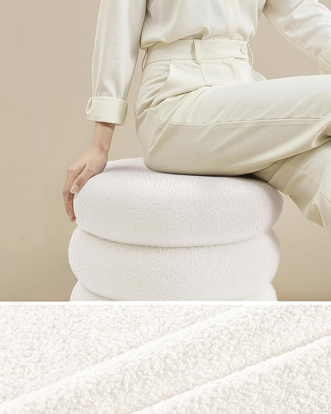 Songmics Σκαμπό με Αποθηκευτικό Χώρο και Επένδυση Fleece - 43 x 47 cm - White - LOM015WD01