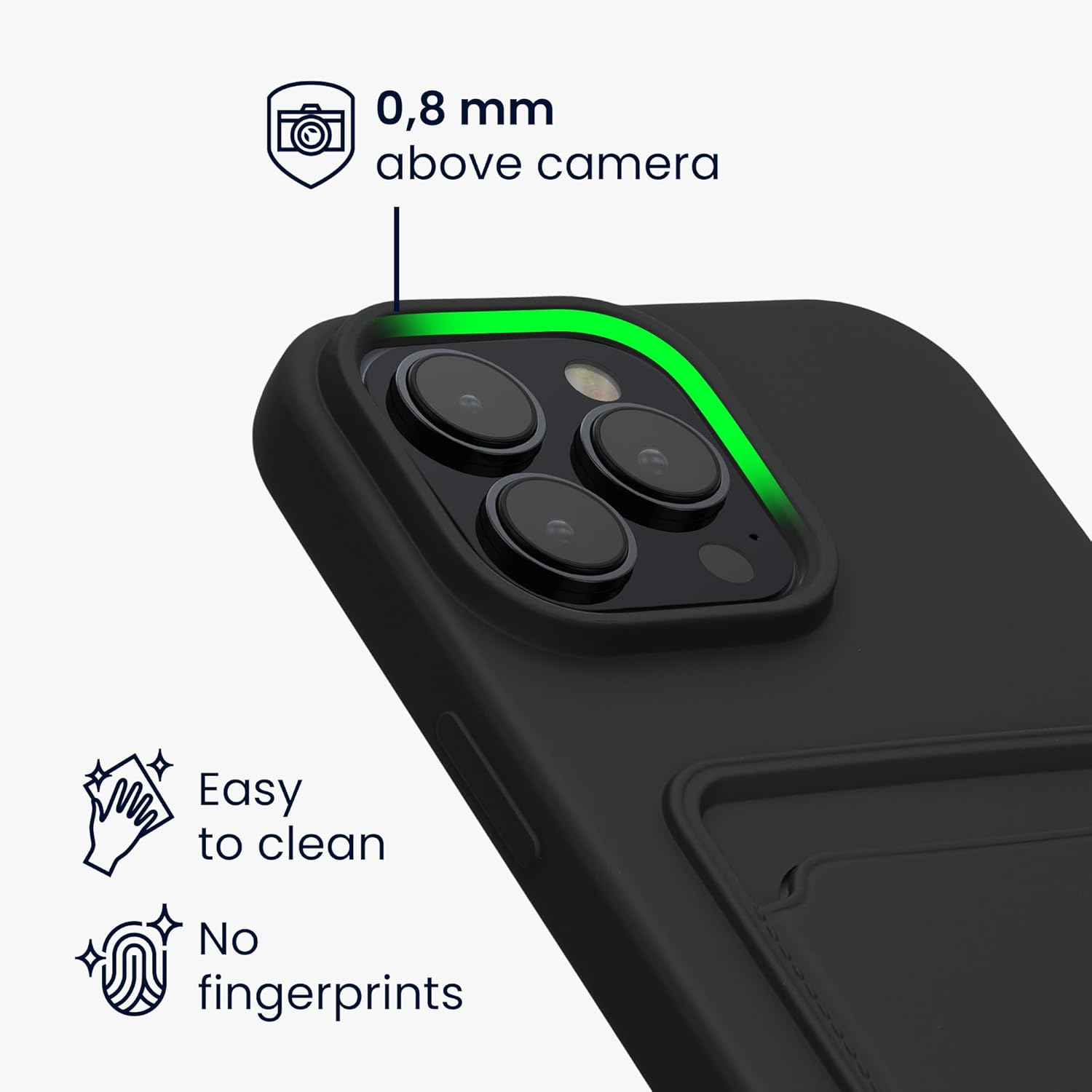 KW iPhone 16 Pro Max Θήκη Σιλικόνης TPU με Υποδοχή για Κάρτα - Black