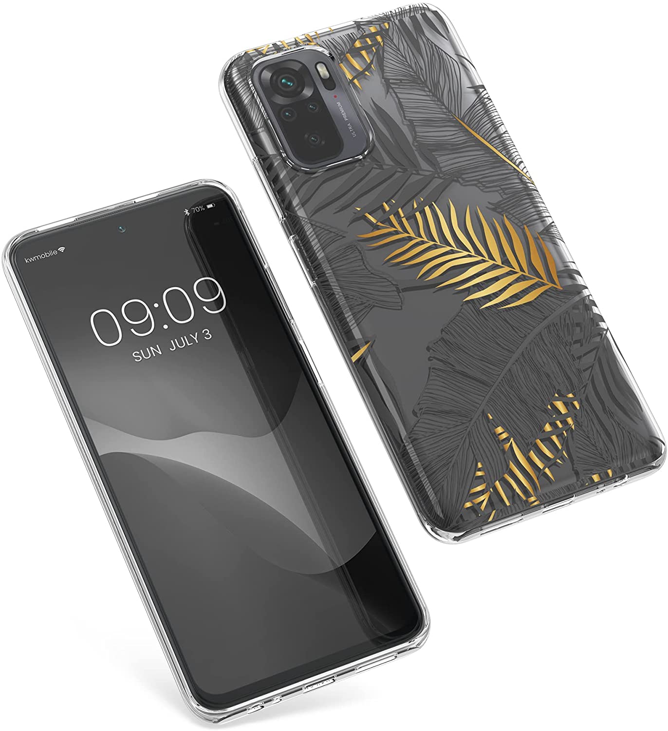 KW Xiaomi Redmi Note 10 / Note 10s / Poco M5s Θήκη Σιλικόνης TPU Design Jungle - Διάφανη / Gold / Grey - 54549.04