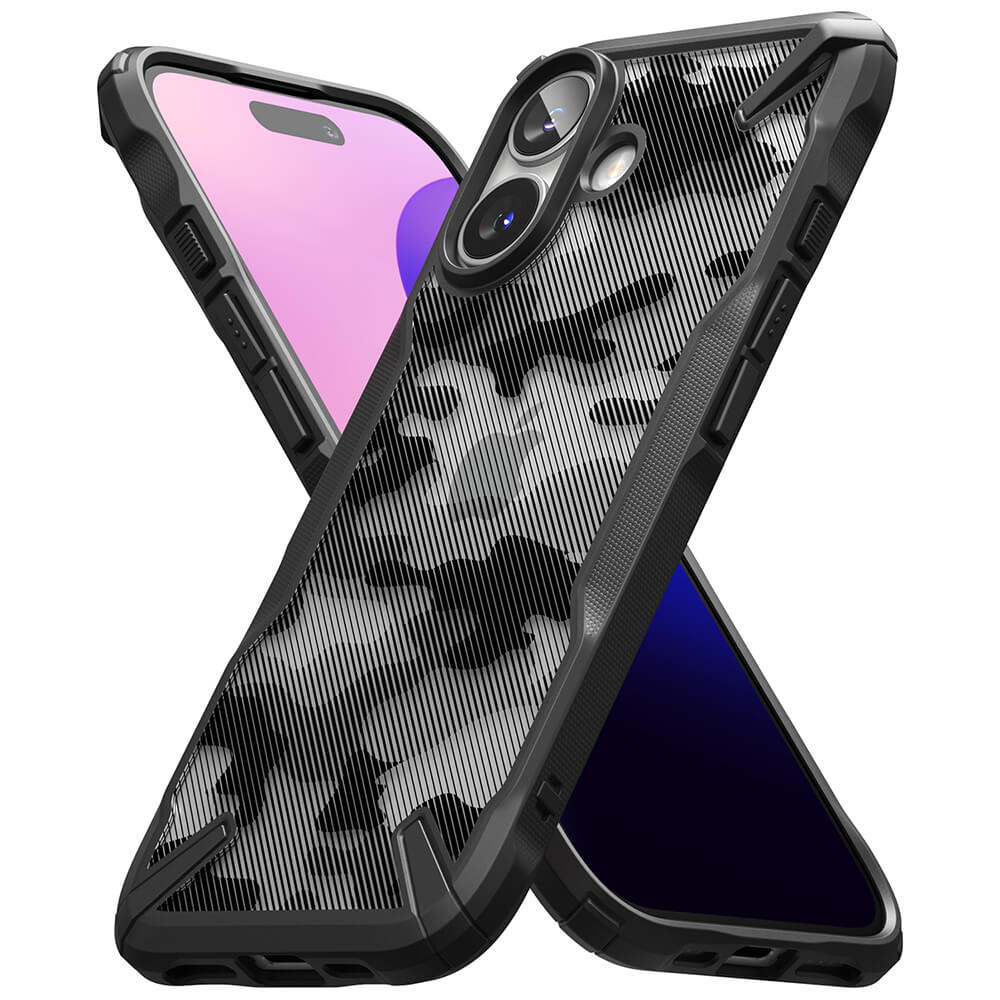 Ringke iPhone 16 Plus Fusion X Σκληρή Θήκη με Πλαίσιο Σιλικόνης - Camo Black