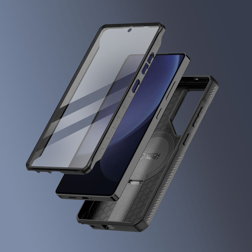 Tech-Protect Samsung Galaxy S25 Ultra - Kevlar MagSafe+ Σκληρή Θήκη με Προστασία για την Οθόνη / την Κάμερα και Stand - Black
