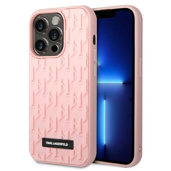 Karl Lagerfeld iPhone 14 Pro Max - 3D Monogram Σκληρή Θήκη με Πλαίσιο Σιλικόνης - Pink - KLHCP14XRUPKLPP