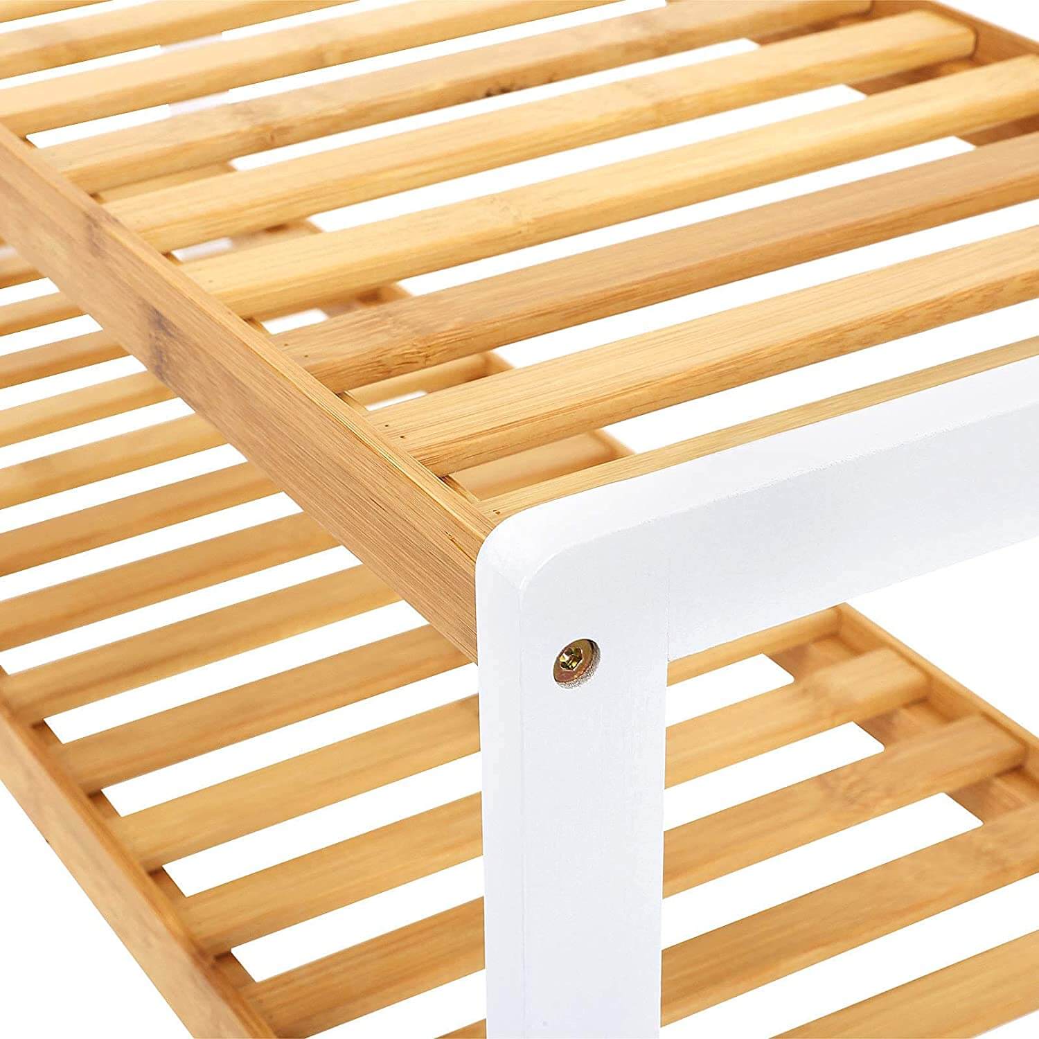 Songmics Παπουτσοθήκη με 2 Ράφια από Μπαμπού - Natural / White - LBS02H