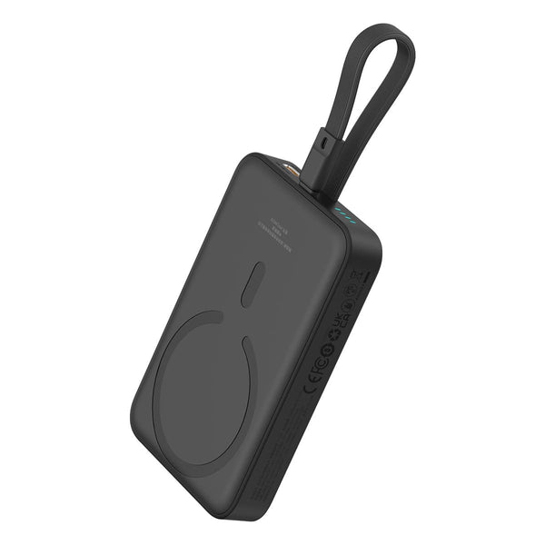 Baseus Magnetic Mini Ασύρματο MagSafe PowerBank 10000mAh 20W με Καλώδιο Type - C και Ενσωματωμένο Καλώδιο Lightning - Black