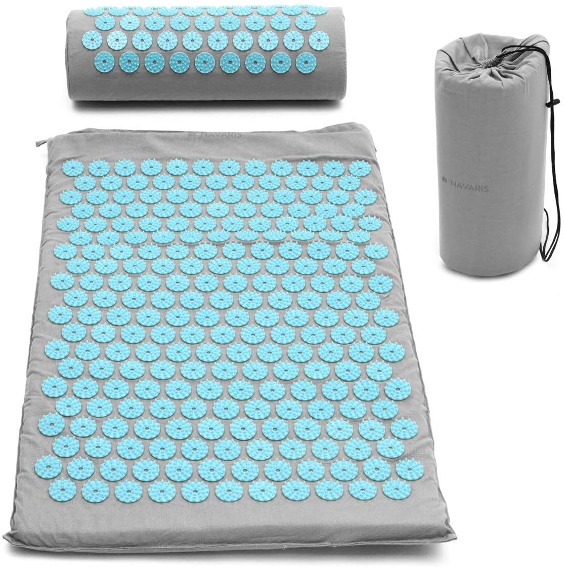 Navaris 2-in-1 Acupressure Mat and Pillow Set Σετ 2 σε 1 Χαλάκι και Μαξιλάρι Μασάζ - Grey / Blue - 43899.25