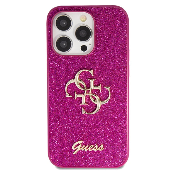 Guess iPhone 15 Pro Max Glitter Script Big 4G Σκληρή Θήκη με Πλαίσιο Σιλικόνης - Purple - GUHCP15XHG4SGU