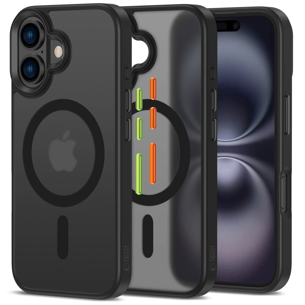 Tech-Protect iPhone 16 - MagMat XT 3-Set - Σκληρή Θήκη με Πλαίσιο Σιλικόνης και MagSafe - Ημιδιάφανη / Matte Black