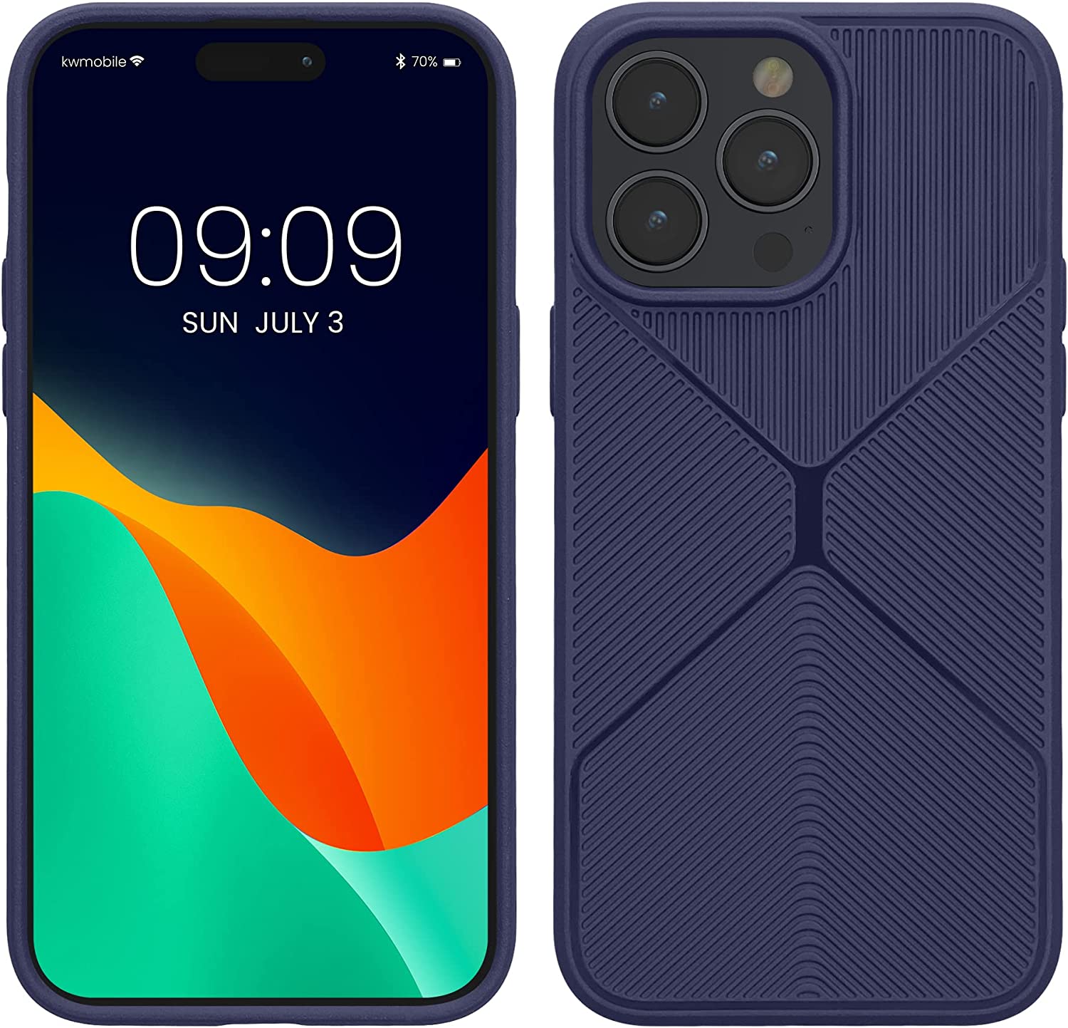KW iPhone 14 Pro Max Θήκη Σιλικόνης TPU - Design Geometric - Dark Blue - 60412.17