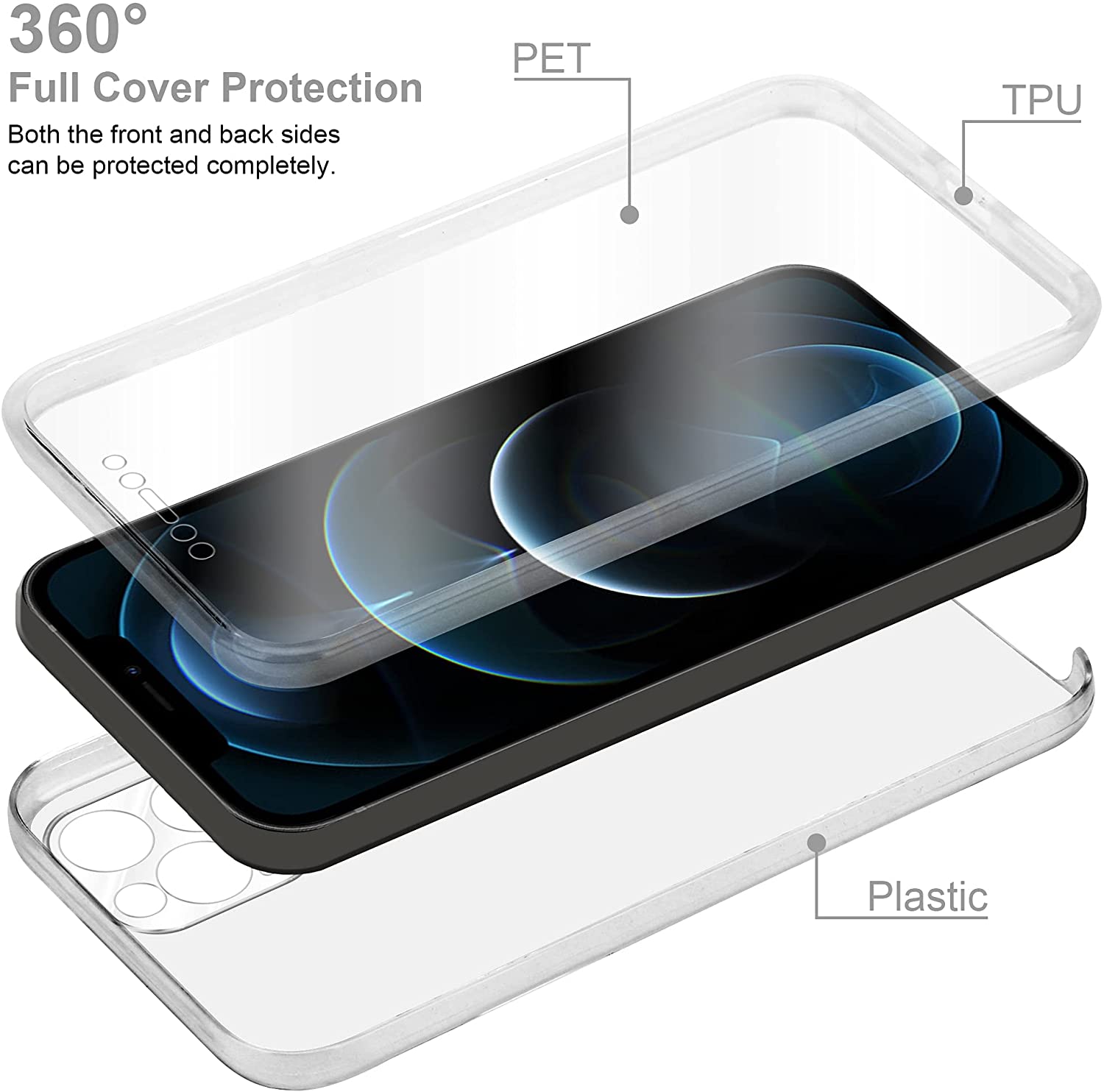 Cadorabo iPhone 12 Pro Full Cover Front and Back - Διάφανη