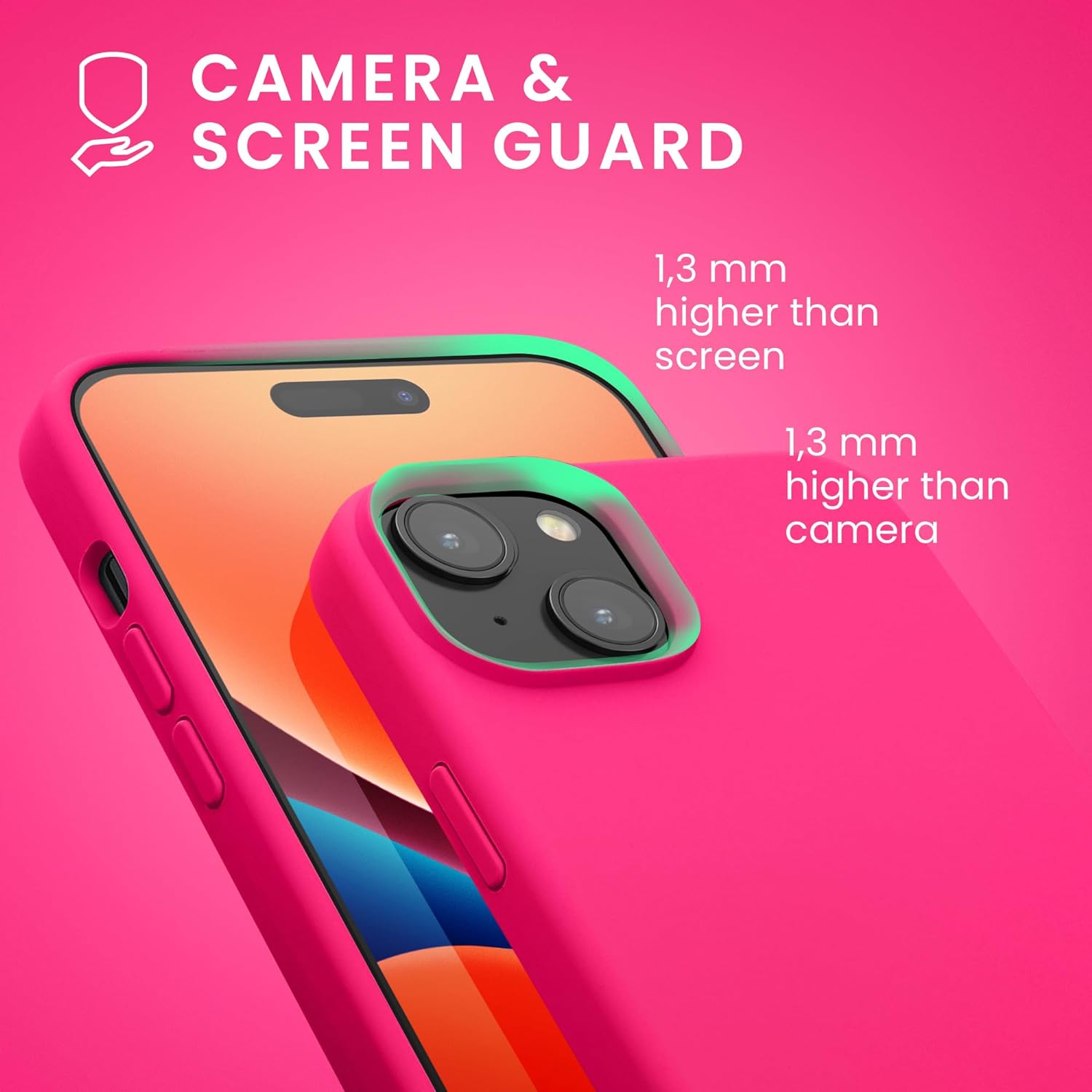 KW iPhone 15 Plus Θήκη Σιλικόνης Rubberized TPU - Neon Pink - 61954.77