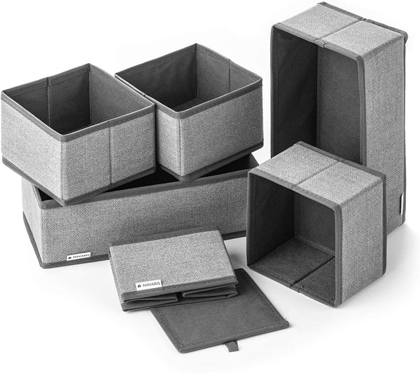 Navaris Σετ με 6 Υφασμάτινα Κουτιά Αποθήκευσης - Grey - 49052.06.22