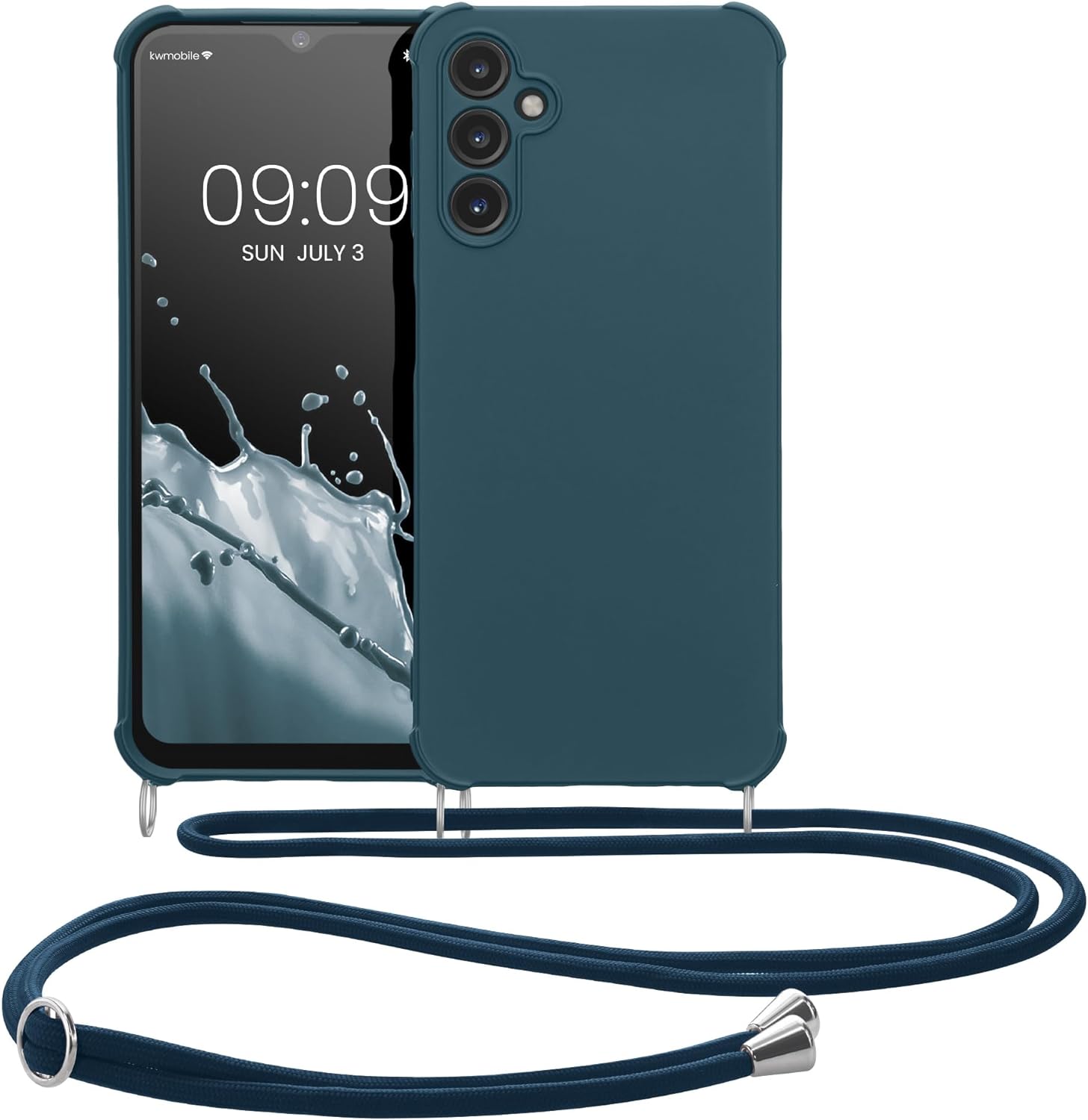 KW Samsung Galaxy A14 5G Θήκη Σιλικόνης TPU με Λουράκι - Dark Blue - 60819.17