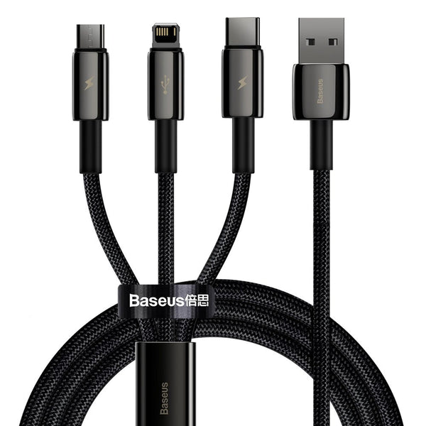 Baseus Tungsten Gold 3in1 Καλώδιο Φόρτισης 3.5A 1.5m - Micro USB / Lightning / Type-C - Black - CAMLTWJ-01
