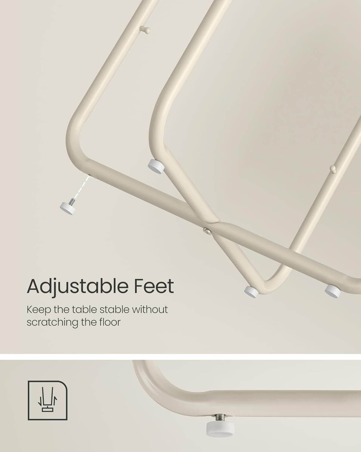 Vasagle Στρόγγυλο Βοηθητικό Τραπέζι με Υφασμάτινο Καλάθι Αποθήκευσης - Cream White - LET223K67