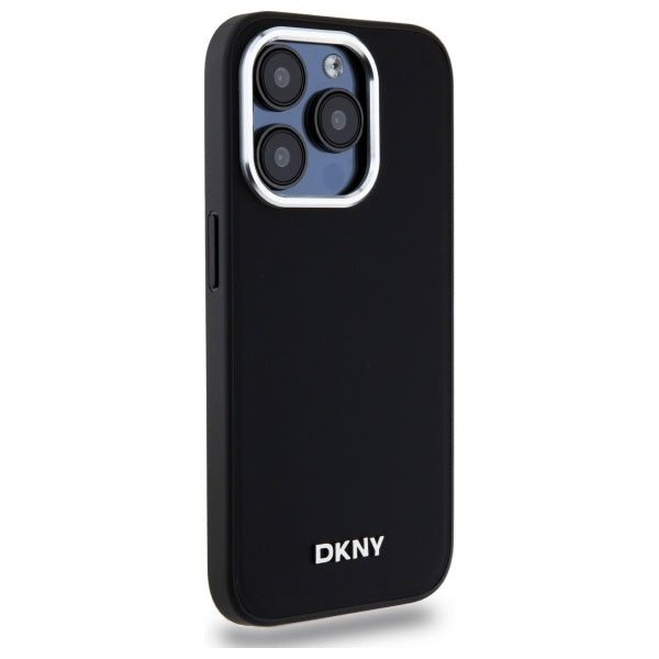 DKNY iPhone 15 Pro Max - Plain Logo MagSafe Σκληρή Θήκη με Επένδυση Συνθετικού Δέρματος - Black