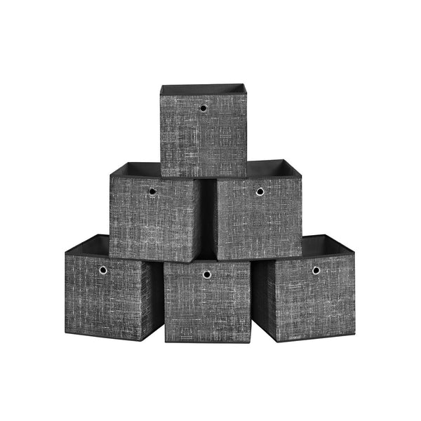 Songmics Σετ με 6 Υφασμάτινα Κουτιά Αποθήκευσης - Mottled Black - RFB006B01