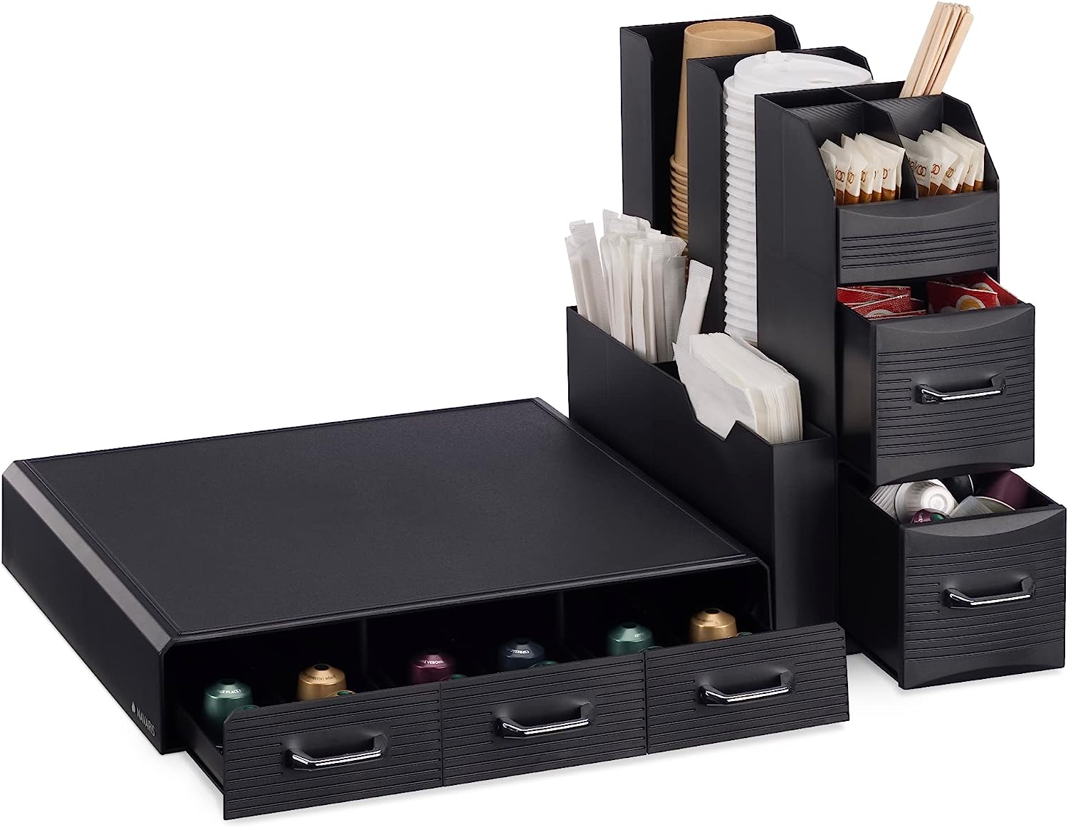 Navaris Σετ με Συρτάρι / Βάση για 48 Κάψουλες και Αξεσουάρ για Οργάνωση και Αποθήκευση Αναλώσιμων Καφέ και Τσάι - Black - 60824.01