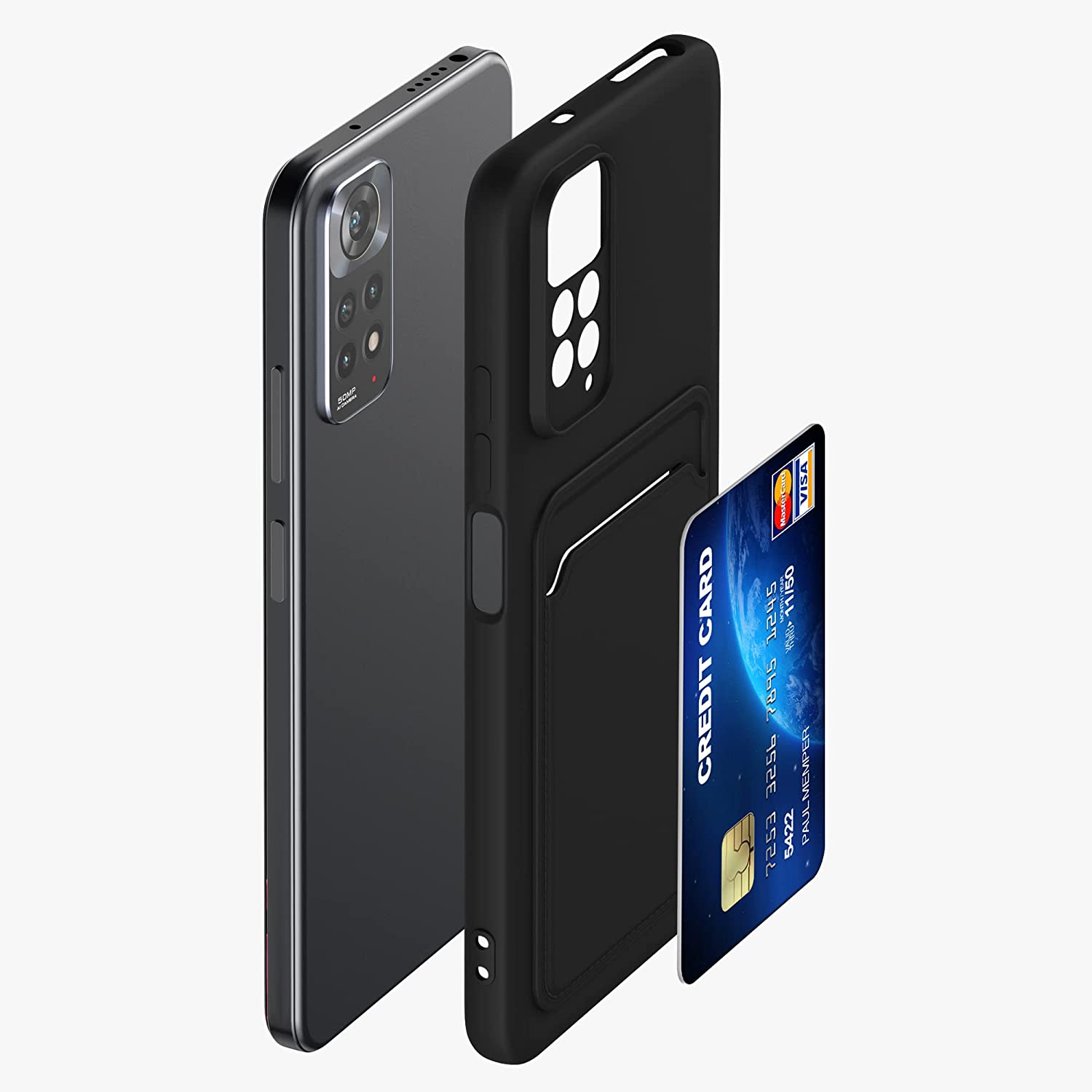 KW Xiaomi Redmi Note 11 / Redmi Note 11S Θήκη Σιλικόνης TPU - Black Matte - 57384.47