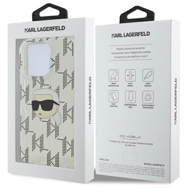 Karl Lagerfeld iPhone 16 Pro - IML Karl Head Electroplated - Σκληρή Θήκη με Πλαίσιο Σιλικόνης - Διάφανη - KLHCP16LHKLPKHT