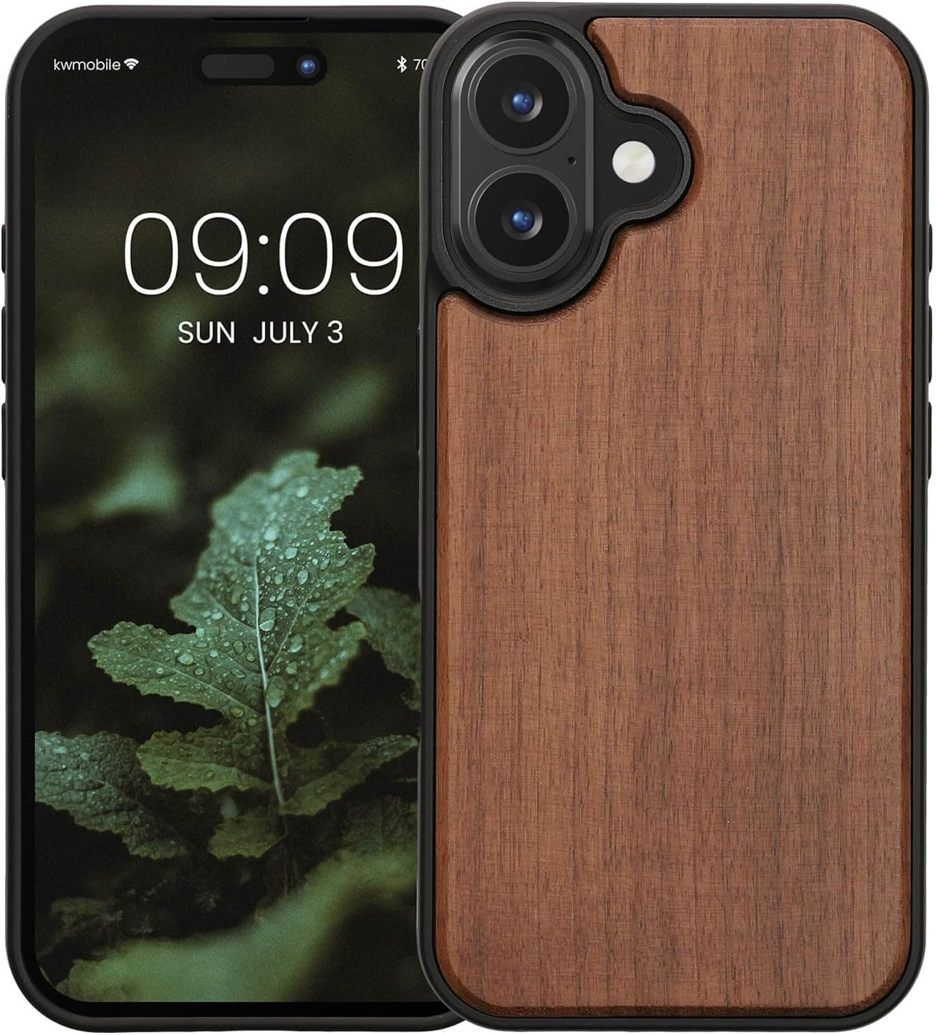 KW iPhone 16 Θήκη από Φυσικό Ξύλο - Dark Brown