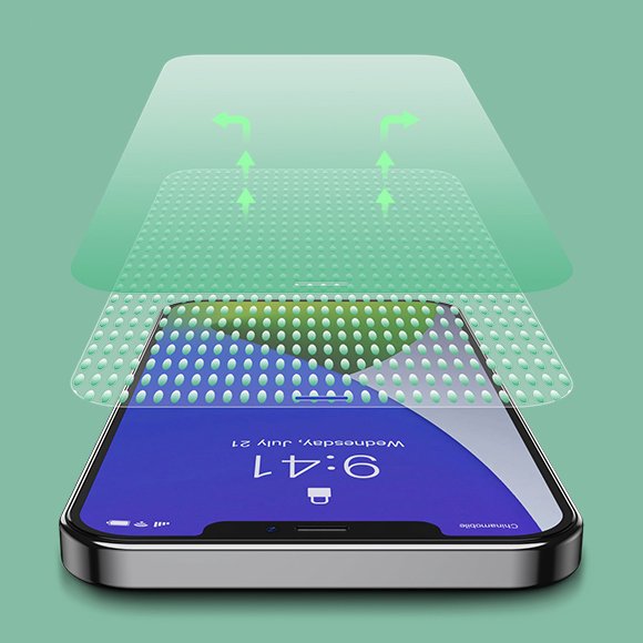 Baseus iPhone 12 Pro Max 0.15mm Eye Protection Full Screen Αντιχαρακτικό Γυαλί Οθόνης - 2 Τεμάχια - Green Light / Clear - SGAPIPH67N-LQ02