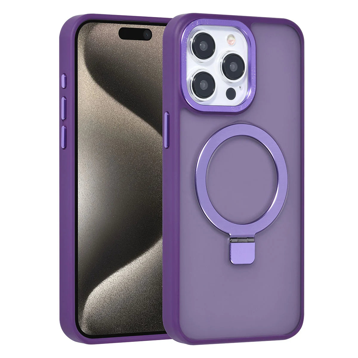 Tuniq iPhone 15 Pro Max - MagSafe Σκληρή Θήκη με Δαχτυλίδι Συγκράτησης - Purple