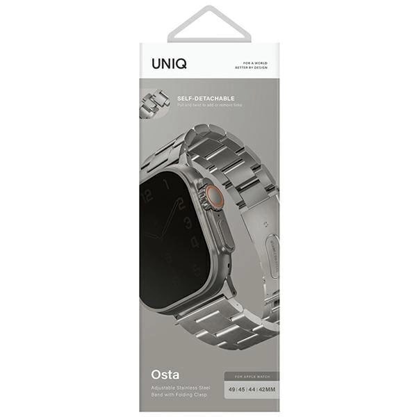Uniq Λουράκι Apple Watch 2 / 3 / 4 / 5 / 6 / 7 / 8 / 9 / SE / ULTRA 1 / ULTRA 2 - 42 / 44 / 45 / 49 mm από Ανοξείδωτο Ατσάλι Osta - Titanium Silver