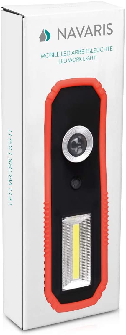 Navaris 1x 3W COB LED Work Light Φακός Εργασίας με Μαγνητική Βάση και Γάντζο - Black / Red - 45758.01