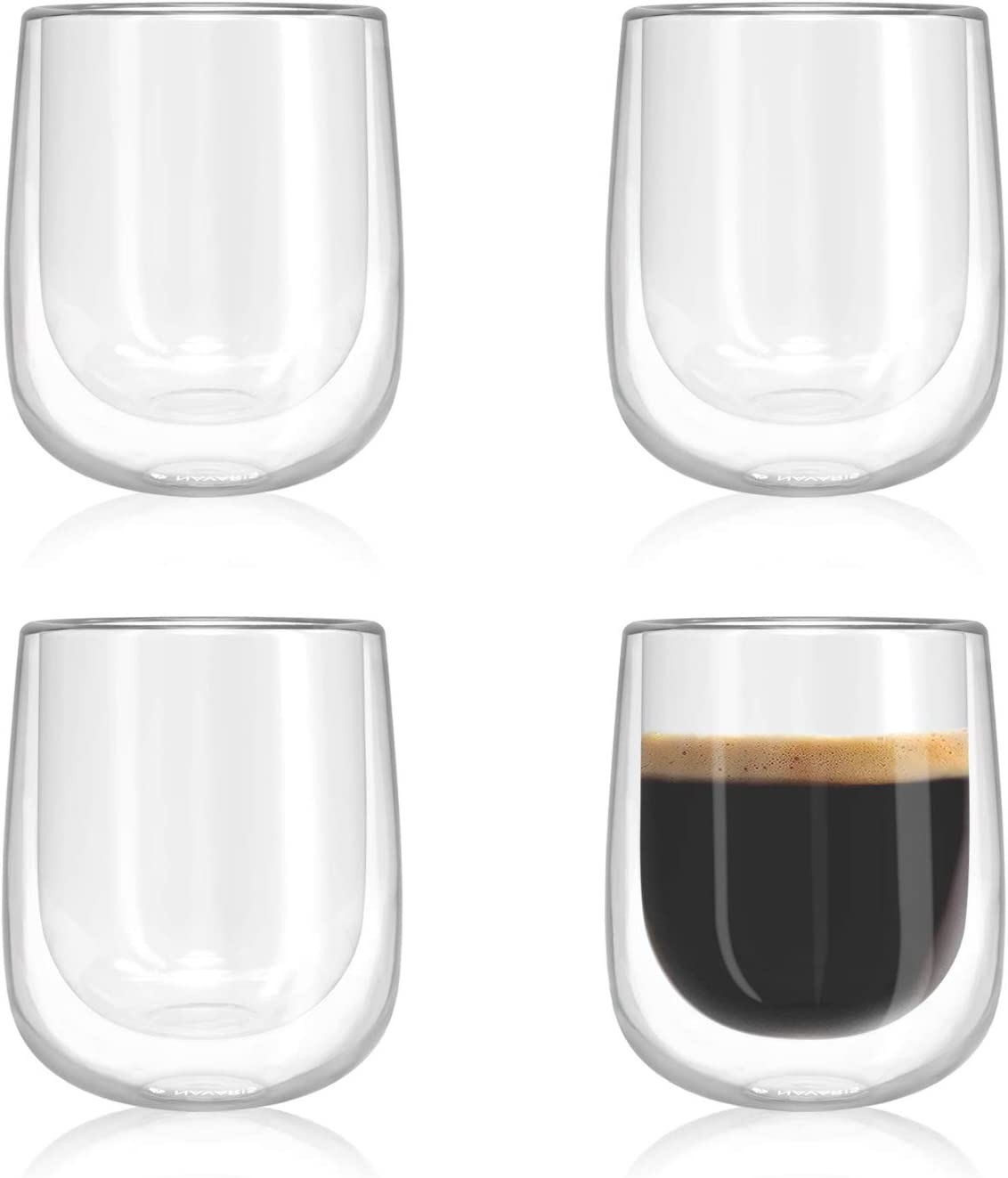 Navaris Double Walled Glass Mugs Set 4 Κούπες Διπλής Όψεως Από Γυαλί - 350ml - Διάφανη - 47547.01.2