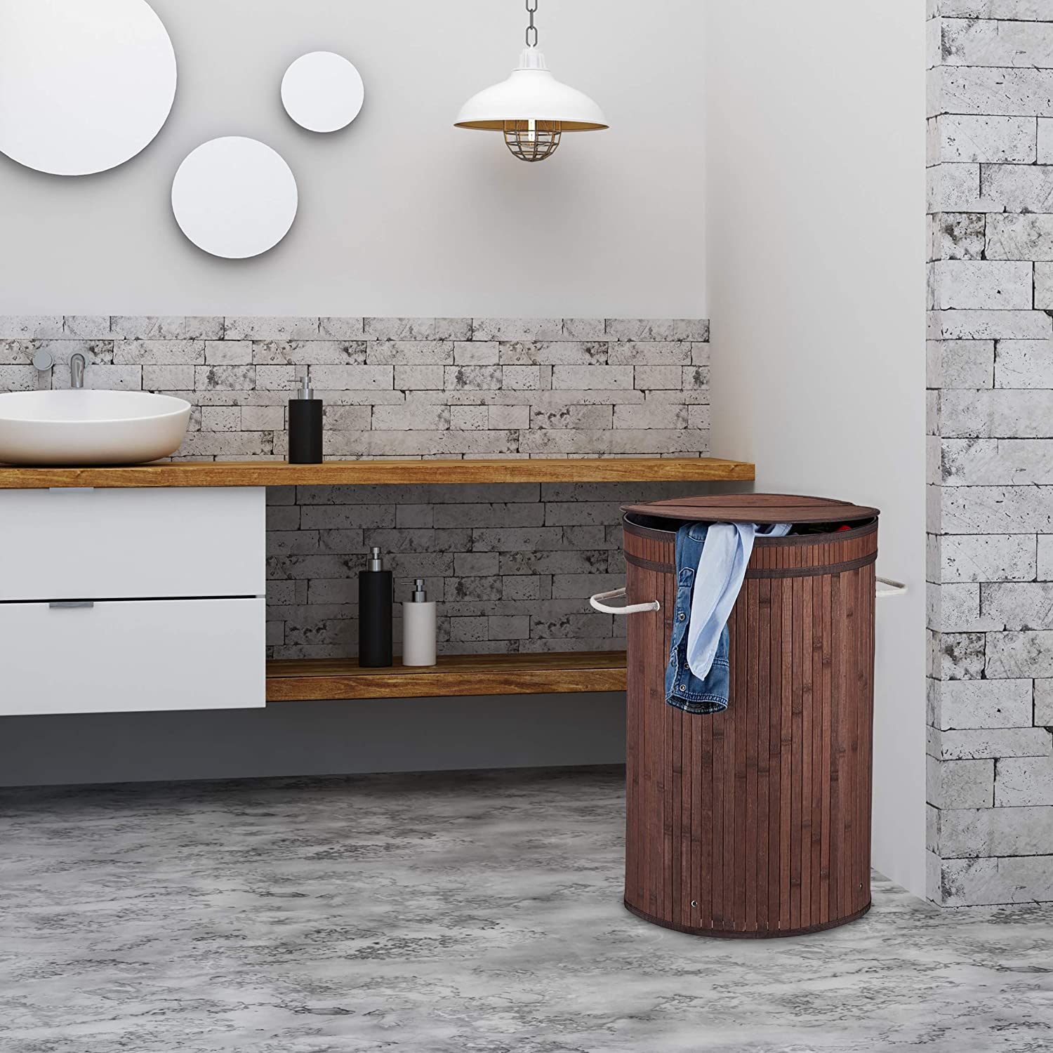 Relaxdays Καλάθι Απλύτων από Μπαμπού - Natural - 4052025944100