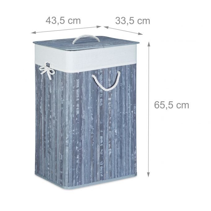 Relaxdays XL Καλάθι Απλύτων από Μπαμπού με Καπάκι - Grey / Creme - 4052025961862